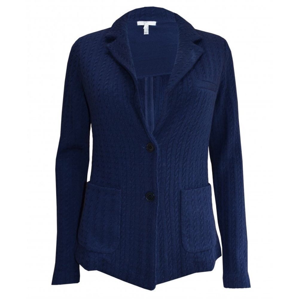 Joie Blue Alyshia Pockets Cardigan Blazer Modern Boho Office Preppy Academia